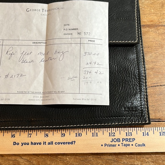 Rafe Black Leather mail type bag with canvas buckle strap - Picture 9 of 15